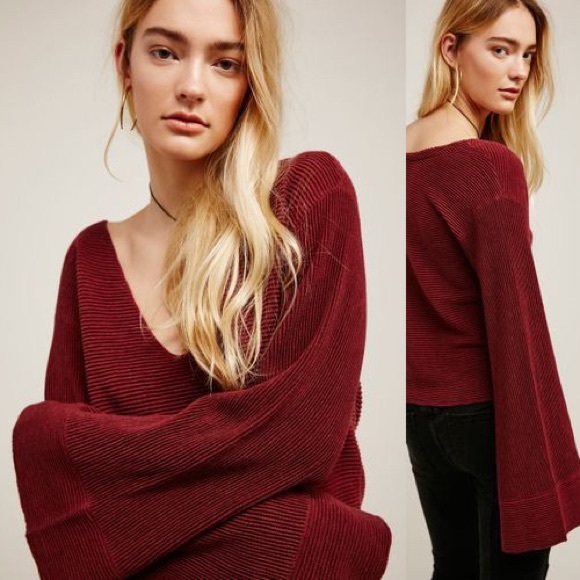 Free People Sweaters - Free People Starman Vneck Pullover, bell sleeves